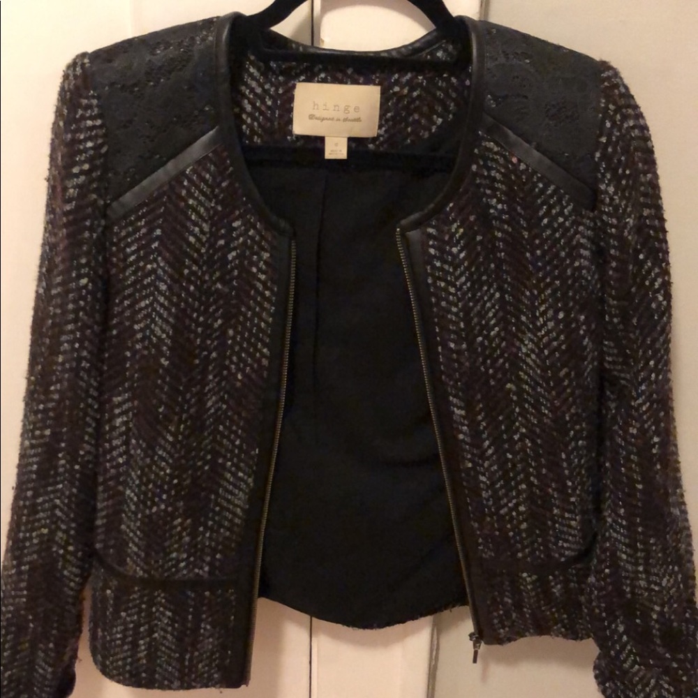 Super cute Hinge Tweed Jacket with Lace & Leather